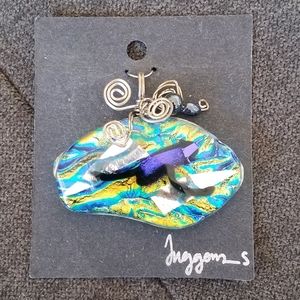 NWOT Glass pendant blue/green